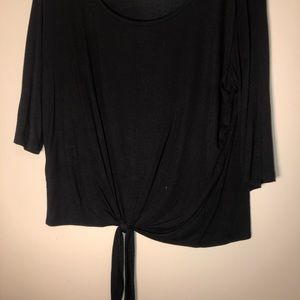 adorable black top with knot/tie in front